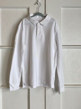 Boys GAP long-sleeved White PQ polo, size L